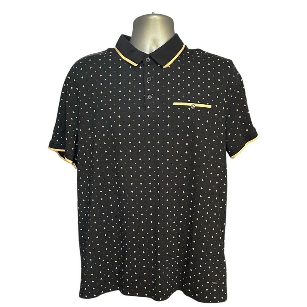 Guess Black and Yellow Polka Dot Polo Shirt